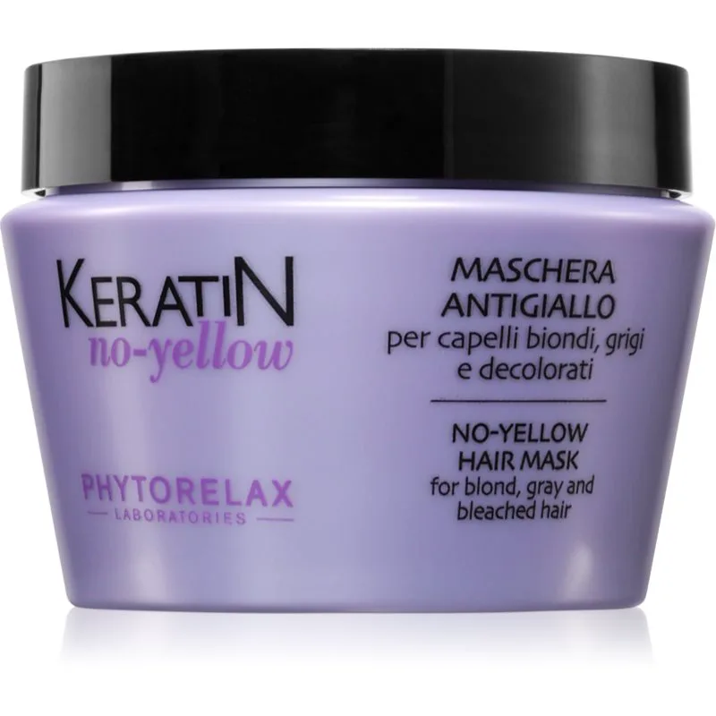 Phytorelax Laboratories Keratin No-Yellow μάσκα κατά των κίτρινων τόνων για ξανθά και γκρίζα μαλλιά 250 ml