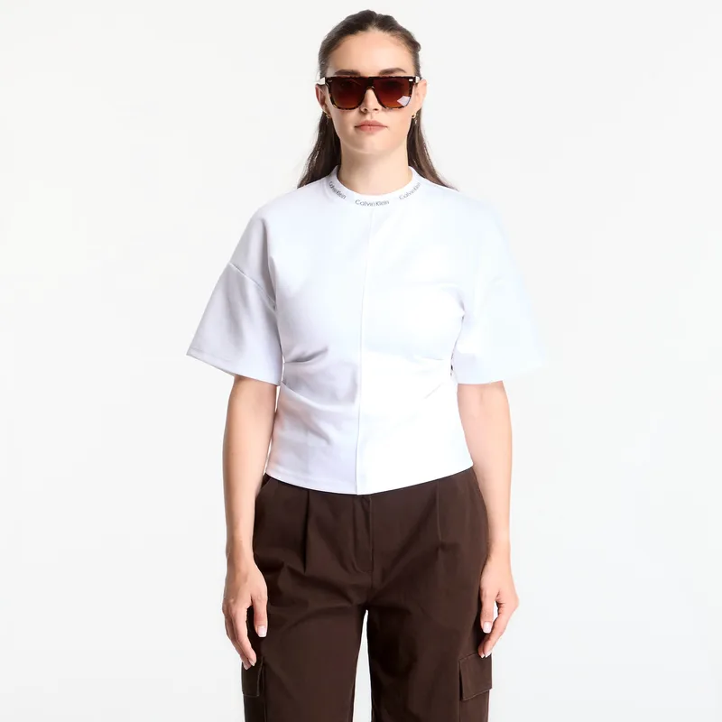 T-shirt Calvin Klein Jeans Ss Logo Neck Detail Interlock Top Bright White S