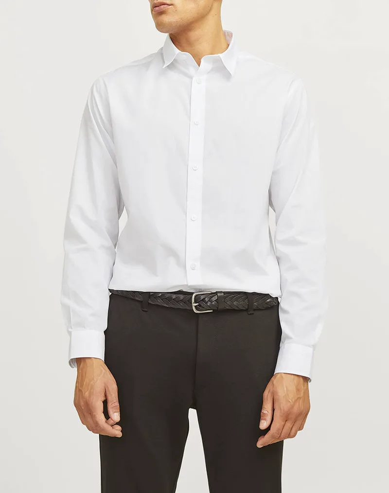 JJ REBELL JREBGAVIN SOLID SHIRT LS NOOS 12267557-WHITE White