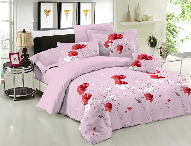 Σετ Σεντόνια Μονά 3 Τεμαχίων Le Blanc Premium Anemone Ροζ 170x270