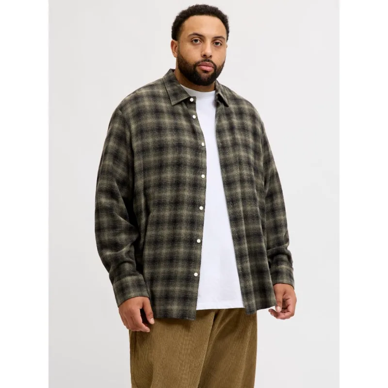 Jack & Jones "Cover Cheched Flannel",βαμβακερό πουκάμισο φανέλα - Grape Leaf
