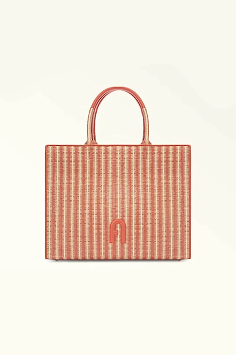 Furla γυναικεία ψάθινη τσάντα χειρός δίχρωμη - WB00255-BX0472 Κοραλί