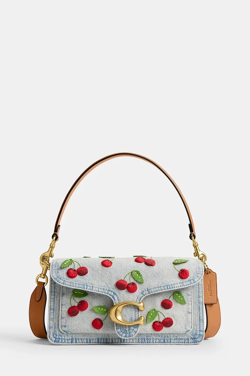 Coach χιαστί Γυναικεία δερμάτινη Cherry Embroidered Denim Tabby 26