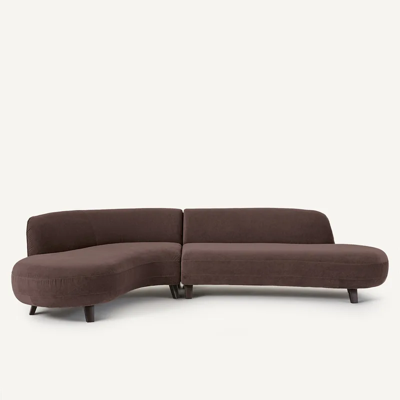 Γωνιακός καναπές από λινό βελούδο Μ183xΠ277xΥ75cm