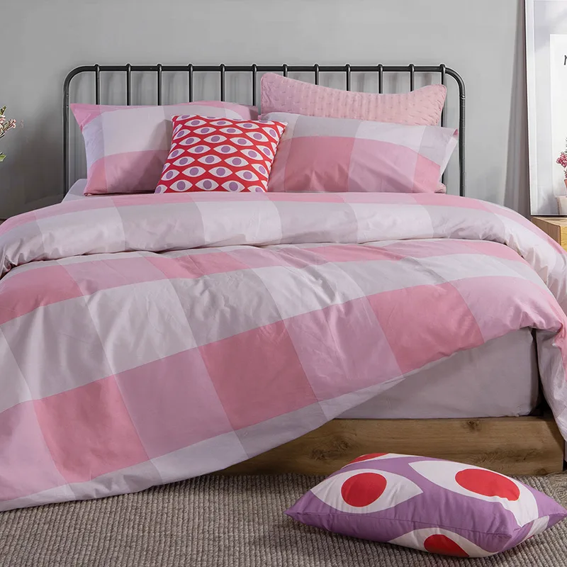 Σεντόνια Μονά (Σετ)170X270 Nef Nef Casual Check Rose Χωρίς Λάστιχο (170x270)