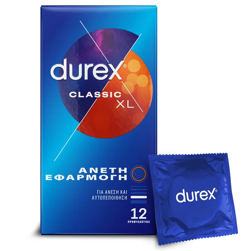 Durex Classic XL Προφυλακτικά από Φυσικό Ελαστικό Latex για Άνετη Εφαρμογή 12 Τεμάχια