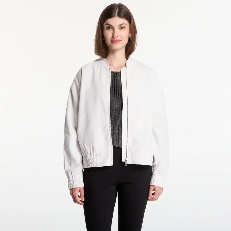 Γιλέκο Calvin Klein Linen Bomber Jacket White Sand S