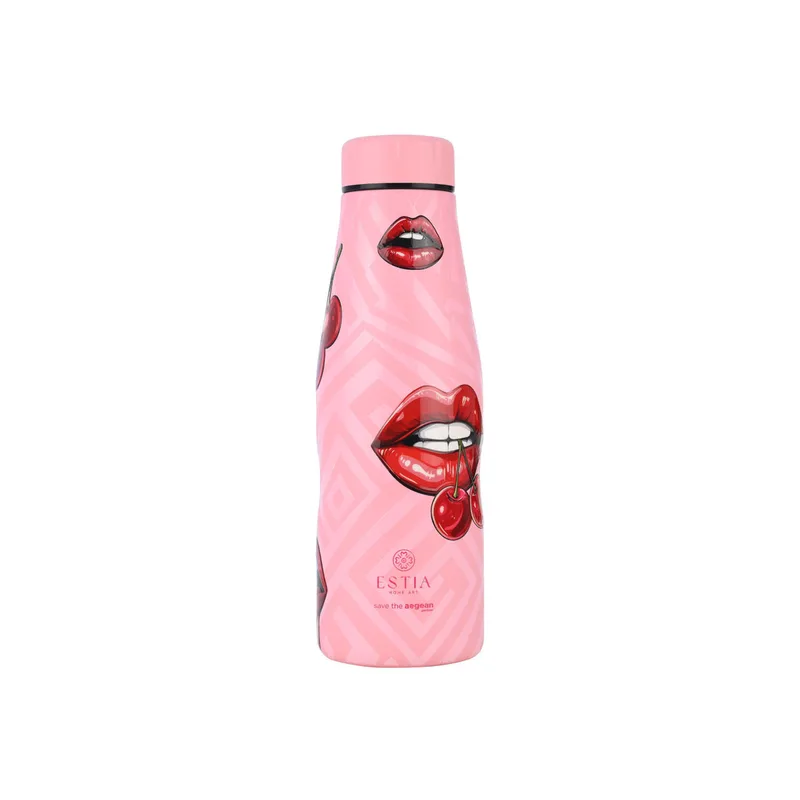 Θερμός-Μπουκάλι Ανοξείδωτο Flask Blush Pop Save The Aegean Estia 500ml-7x7x22,3εκ. 01-31657 (Υλικό: Ανοξείδωτο) - estia - 01-31657