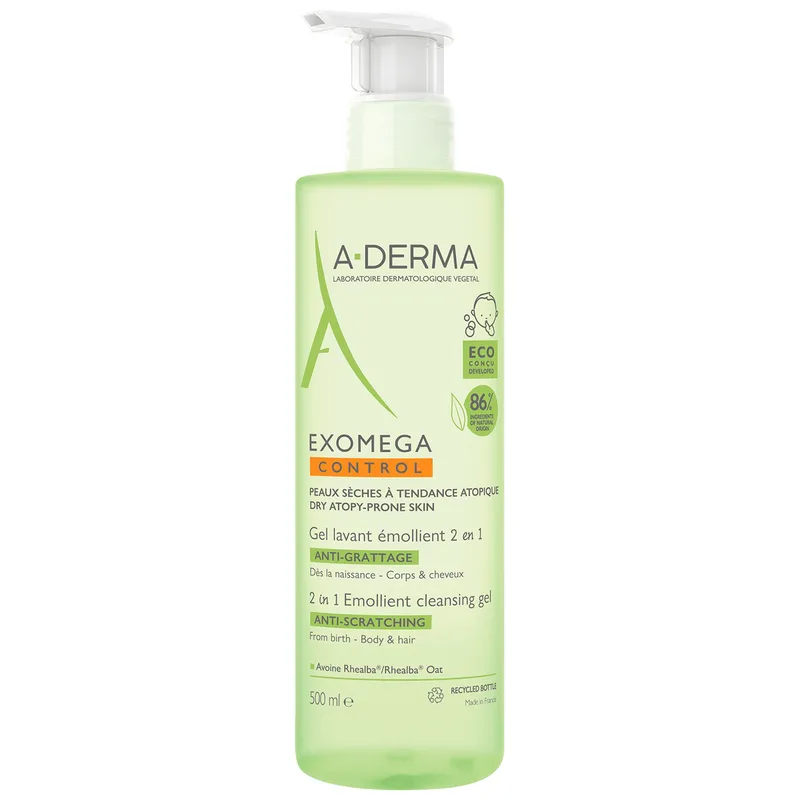 A-Derma Exomega Control 2in1 Anti-Scratching Μαλακτικό Τζελ Καθαρισμού 2 σε 1 κατά του Αισθήματος Κνησμού 500ml