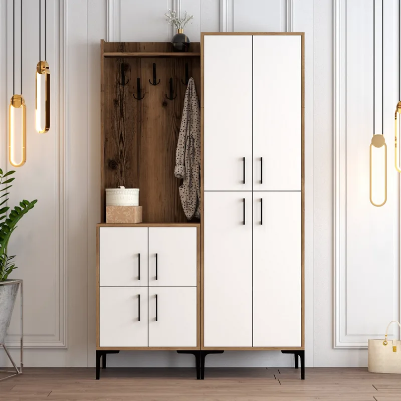 Έπιπλο Εισόδου / Πορτ Μαντό Berlin Ba - Walnut, White 845Hct4202 (120x200x35 cm)