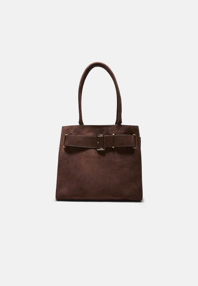 Stradivarius Τσάντα Shopper City Με Λεπτομέρεια Αγκράφας Καφέ Os