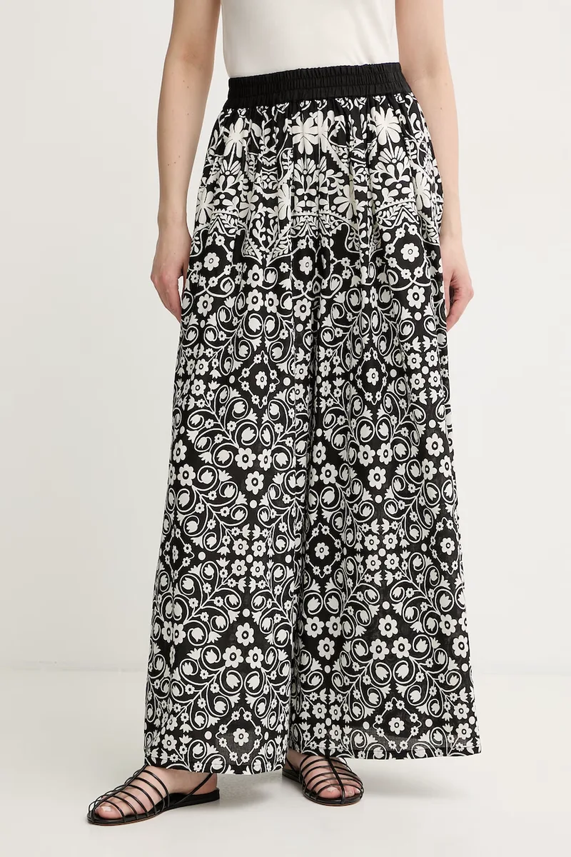 Weekend Max Mara παντελόνι wide leg γυναικείο βαμβακερό