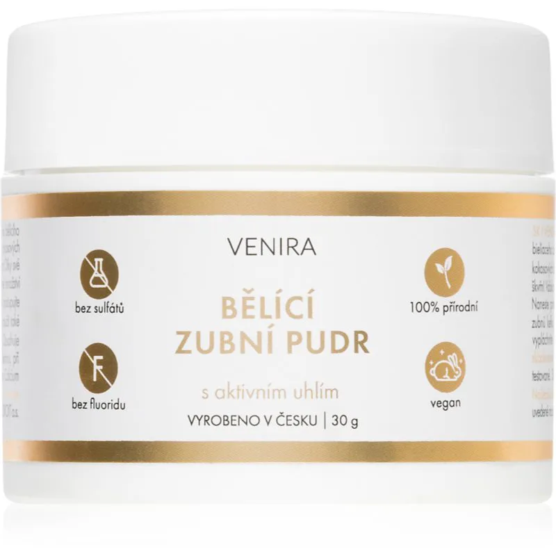 Venira Whitening tooth powder λευκαντική οδοντική πούδρα με ενεργό άνθρακα με ινδοκάρυδο Mint 30 γρ
