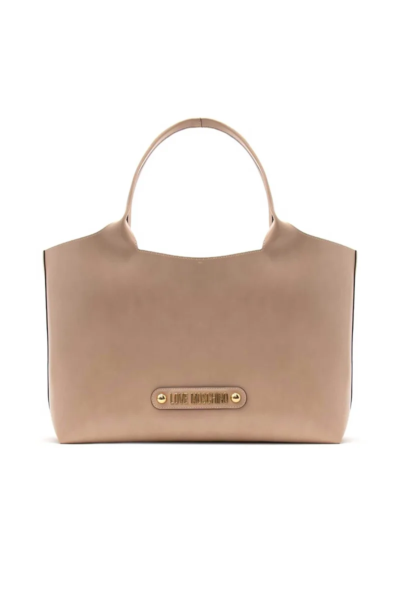 Love Moschino γυναικεία τσάντα shopper με μεταλλικό λογότυπο - JC4129PP1OLH0 Μπεζ