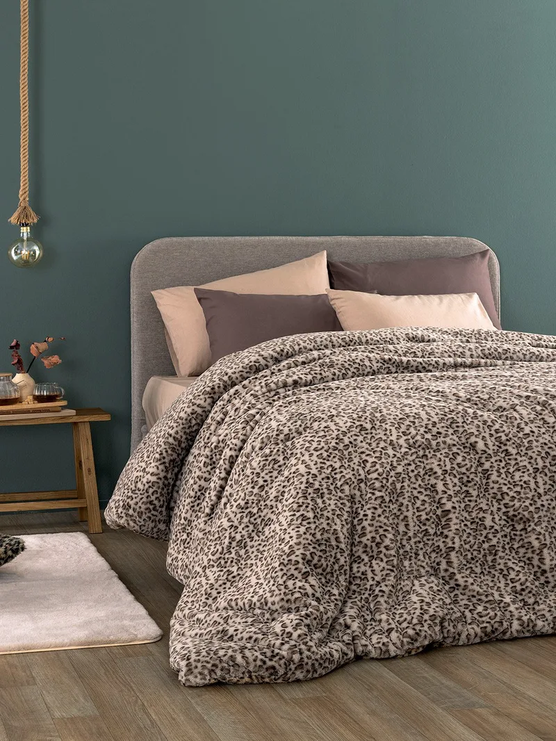 Κουβερτοπάπλωμα Υπέρδιπλο με Γούνα Palamaiki Deva Grey 220x240