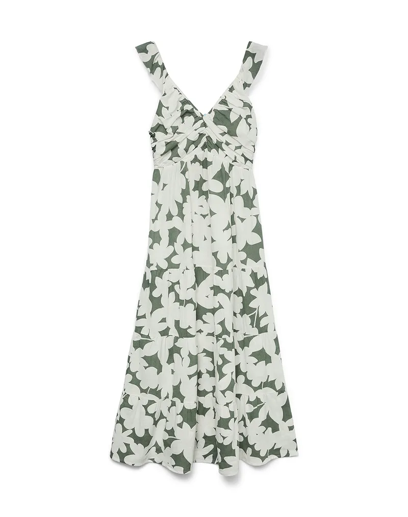 VERO MODA VMDICTHE SL FRILL ANKLE DRESS WVN GA 10341603-Laurel WreathLoa Mixed
