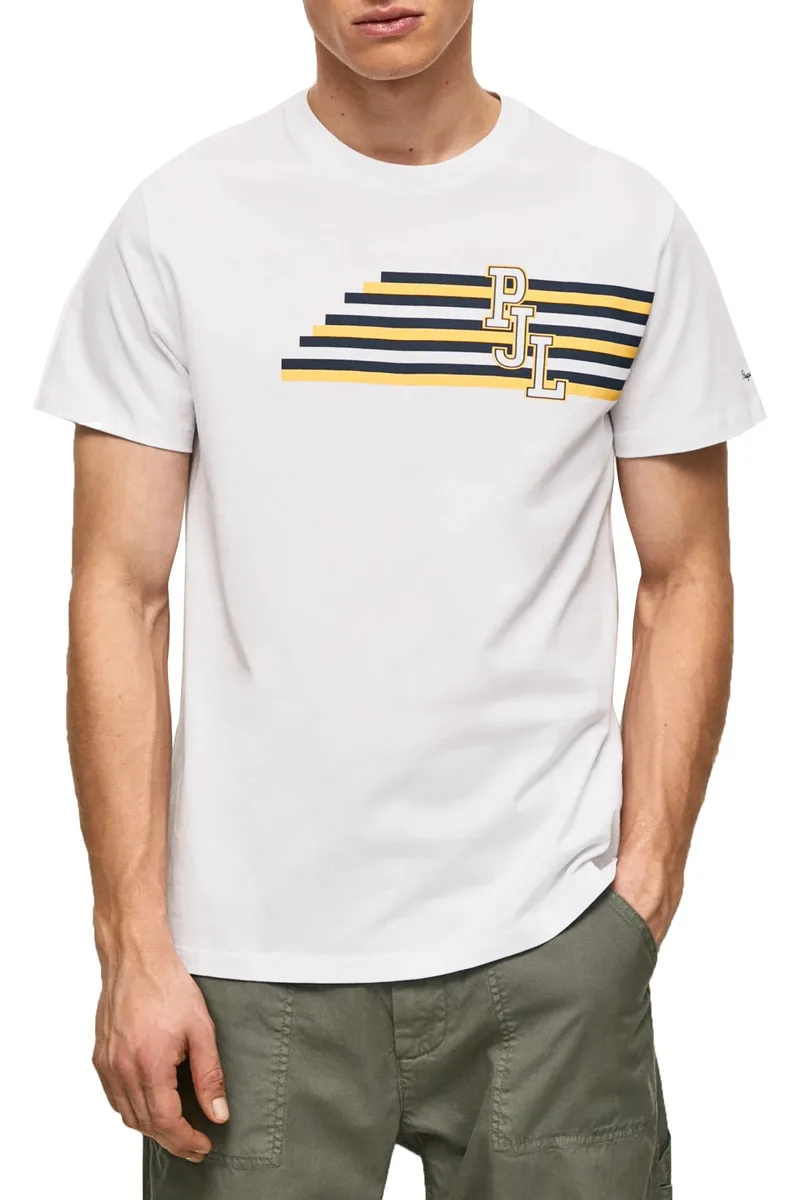 Μπλούζα Κοντομάνικη Pepe Jeans Rooney PM508709-800-WHITE Ανδρικό