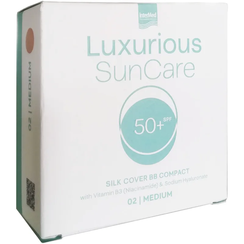 Luxurious SunCare Silk Cover BB Compact SPF50+ Πούδρα Πολύ Υψηλής Αντηλιακής Προστασίας για την Κάλυψη Ατελειών & Φυσικό Ματ Αποτέλεσμα 12g - Medium