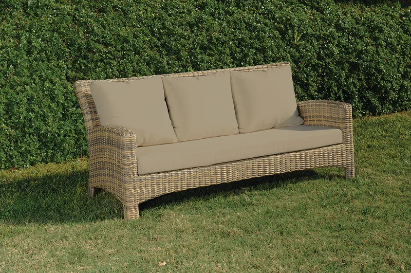 Rattan Καναπές 3 Θέσεων Με Μαξιλάρια Και Σκελετό Αλουμινίου , 180 x 84 x 84(h)cm