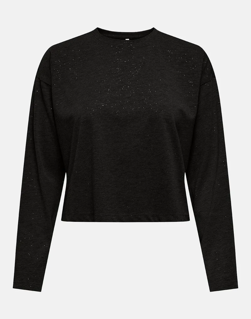 ONLY ONLMELLE L/S GLITTER TOP JRS 15357717-BlackBlack foil Black