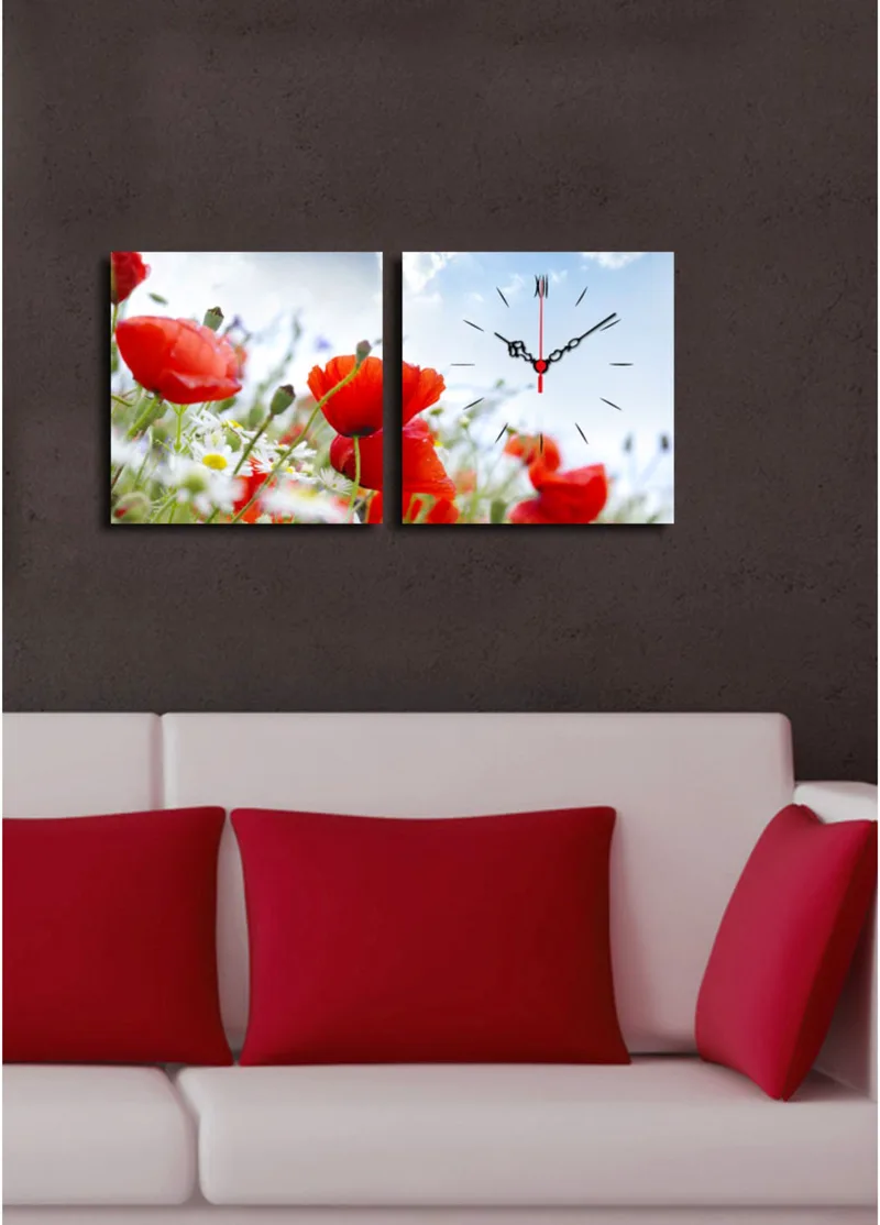 Home Bazaar - Πίνακας/Ρολόι Καμβάς 2 τμχ Wall Expert