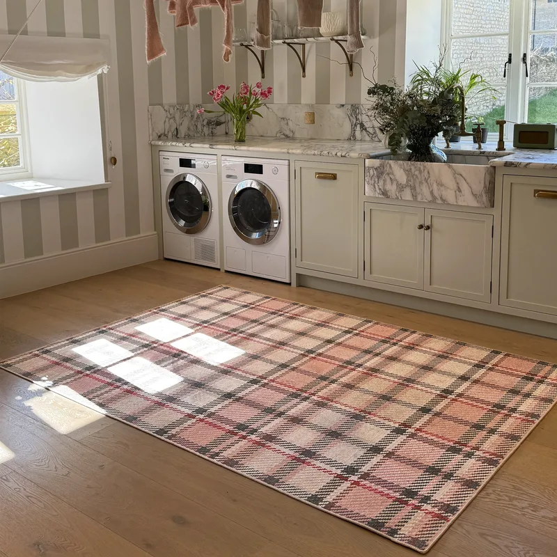 Isla Plaid Pink Eco-Washable Rug