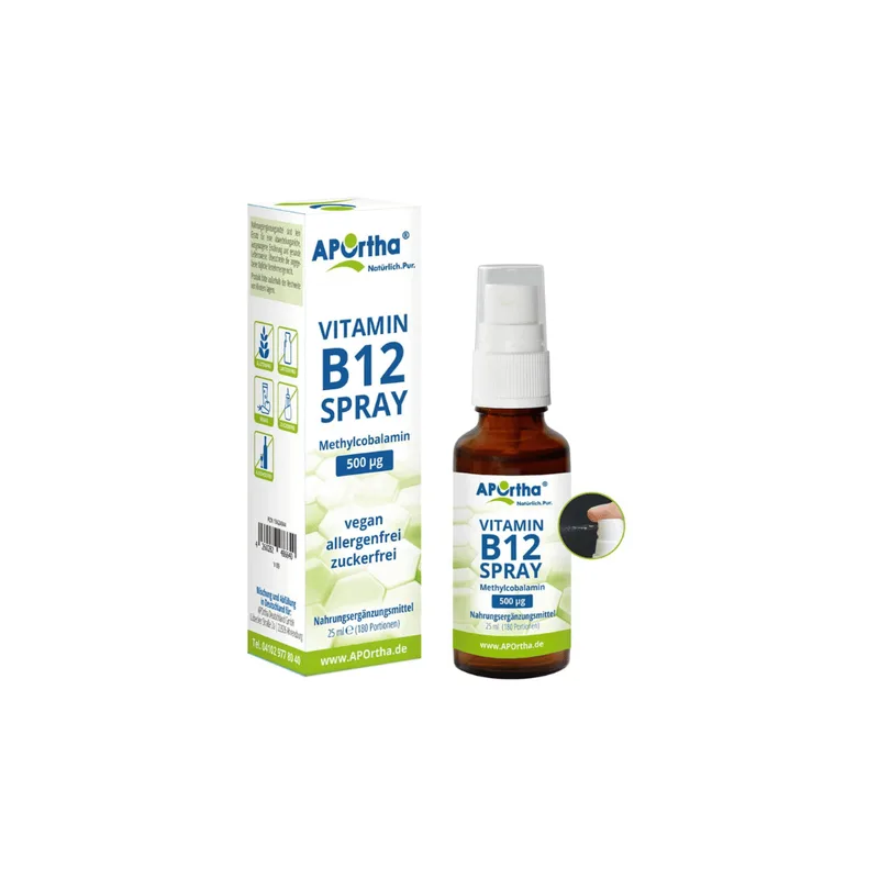 Aportha Vitamin B12 vegan mouth spray 500mg methylcobalamin -25ml