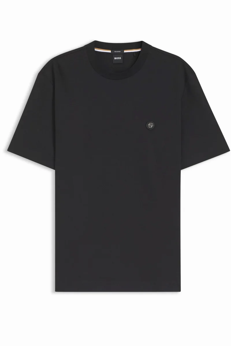BOSS T-SHIRT C-TAUT-1 MERCERISED ΜΑΥΡΟ