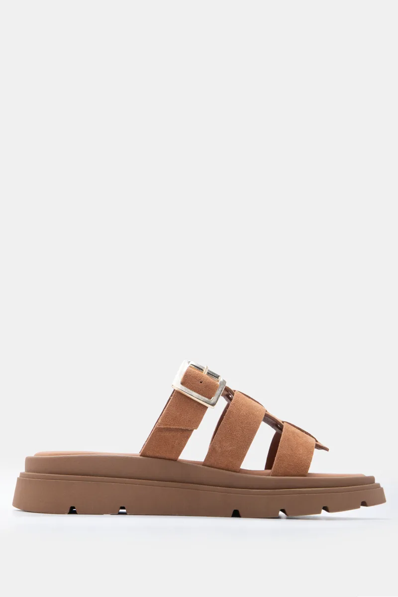 LUIGI DESIGN - Δερμάτινα Σανδάλια Flatform με Λουράκια & Τόκα - ΤΑΜΠΑ