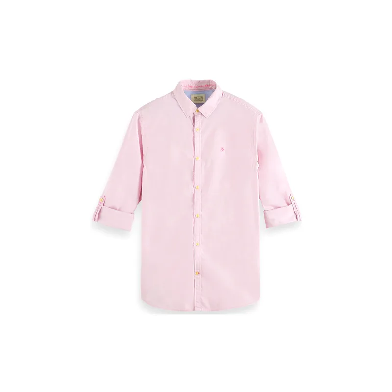 Πουκάμισο με μακριά μανίκια Scotch & Soda WORKED-OUT POPLIN SLIM FIT SHIRT MEN SCOTCH SODA