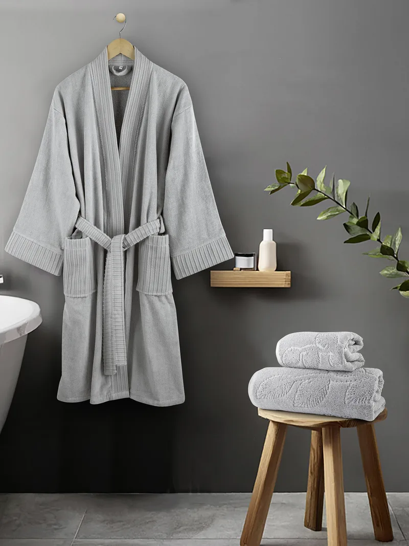 Μπουρνούζι Nima Velvet Gray Large