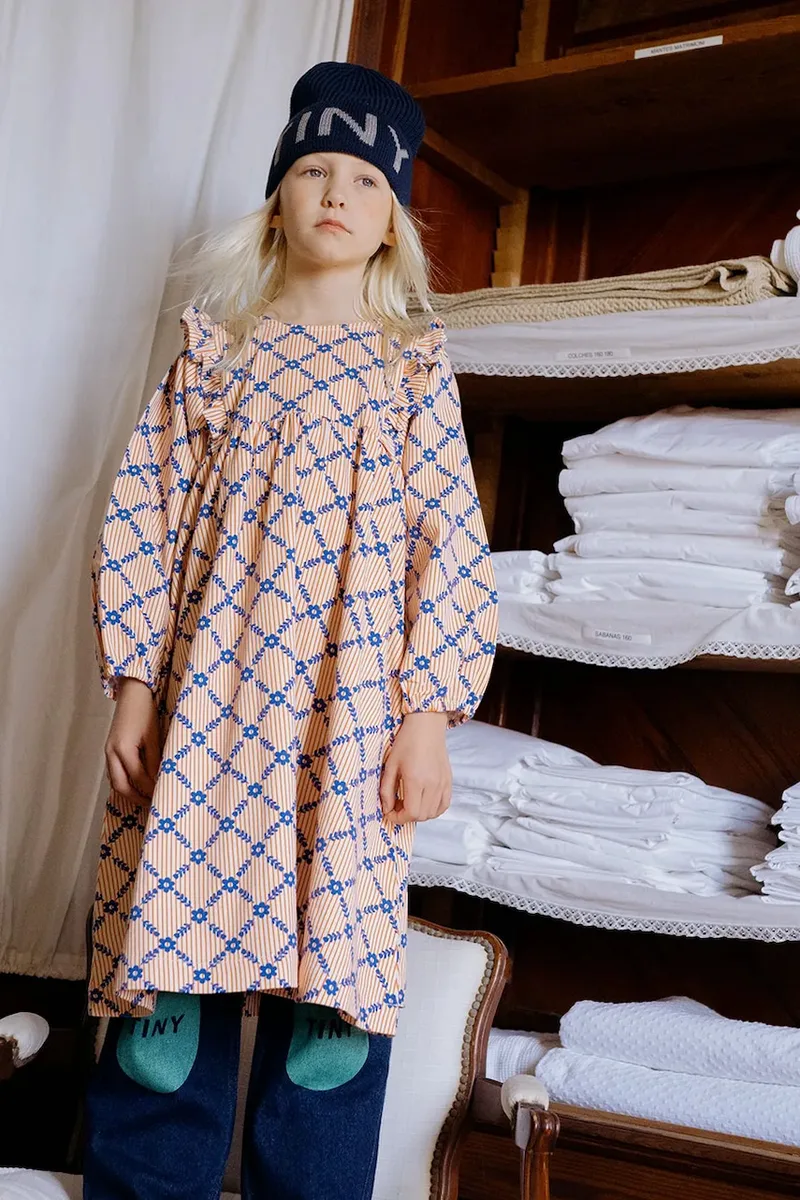 Παιδικό φόρεμα Tinycottons FLOWER GRID PRINT DRESS