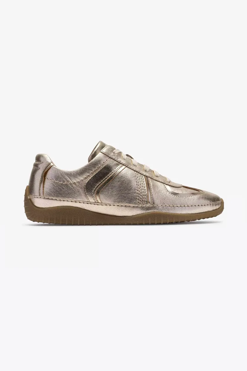 Clarks γυναικεία δερμάτινα sneakers "Meridor Lo" - 26186585 Χρυσό