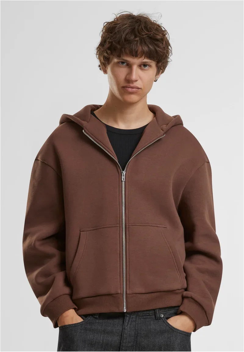 Ζακέτα Φούτερ με Κουκούλα BY285 Build Your Brand Fluffy Zip Hoody Chocolate Brown