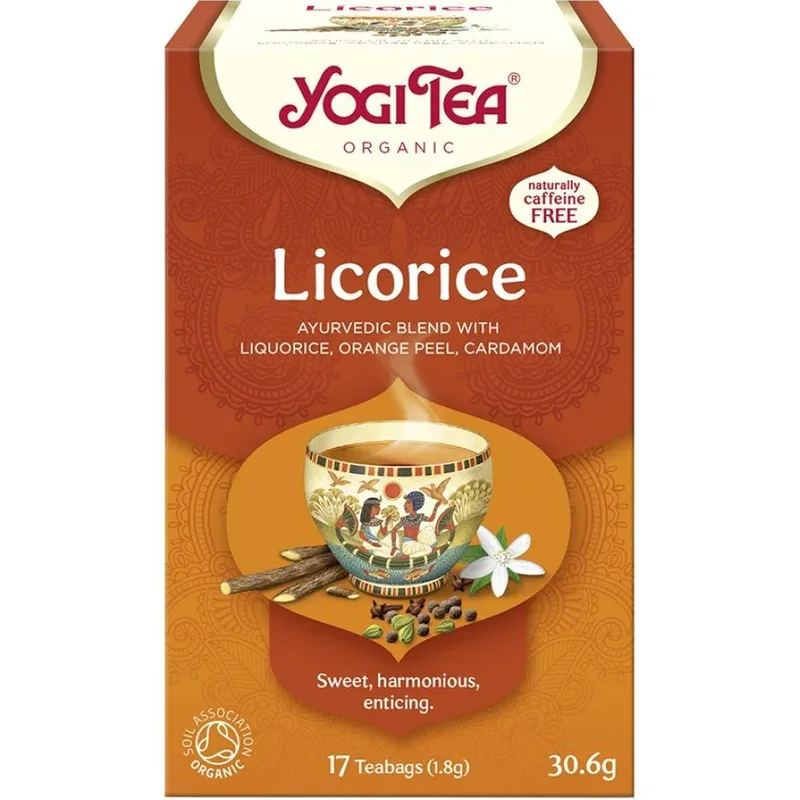 Yogi Tea Licorice Ρόφημα Βοτάνων με Γλυκόριζα Φλούδα πορτοκαλιού & Κάρδαμο για Ηρεμία του Σώματος & Χαλάρωση 17 Teabags (17 Φακελάκια x 1,8g)