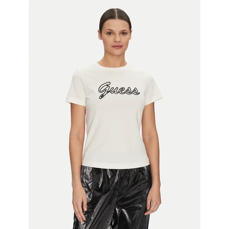 Guess T-Shirt V5GI02 K9RM1 Εκρού Slim Fit