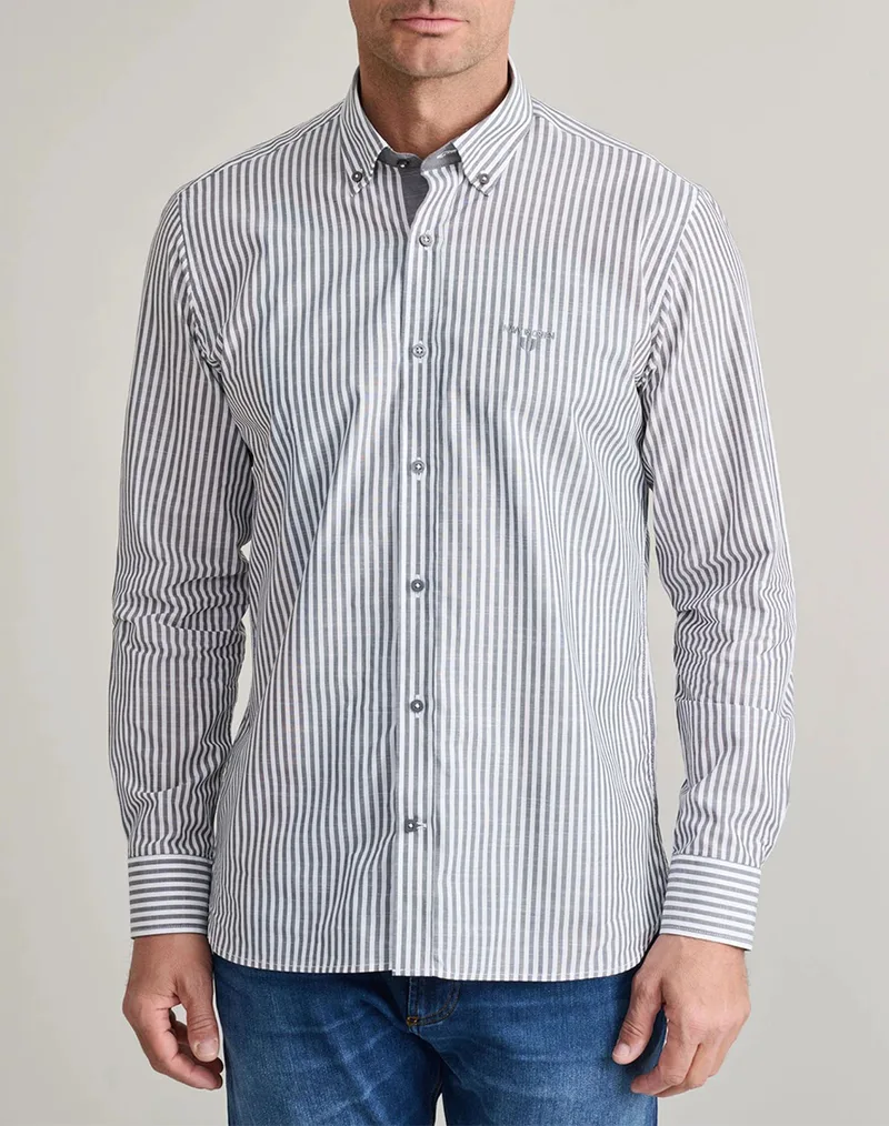 NAVY&GREEN ΠΟΥΚΑΜΙΣΟ COMFORT FIT 24NG.BX235/1B.1-PURE GREY/WHITE LightGray