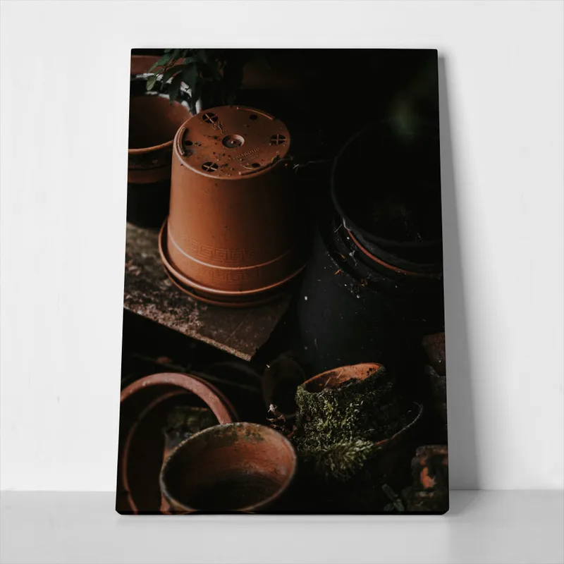 Πίνακας σε Καμβά RUSTIC FARMHOUSE POTS 2