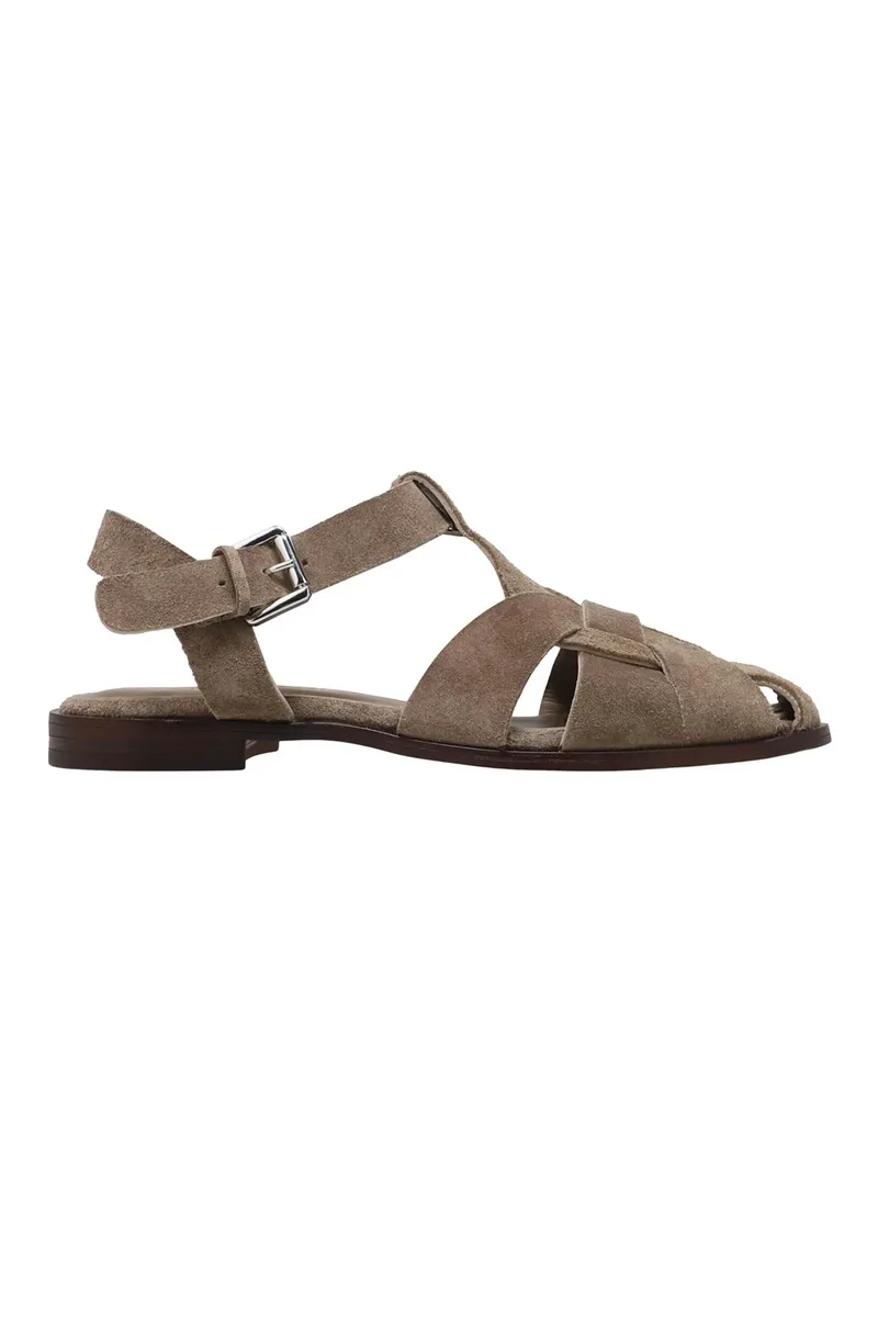 Haralas γυναικεία suede σανδάλια - 437-08 SUE Taupe
