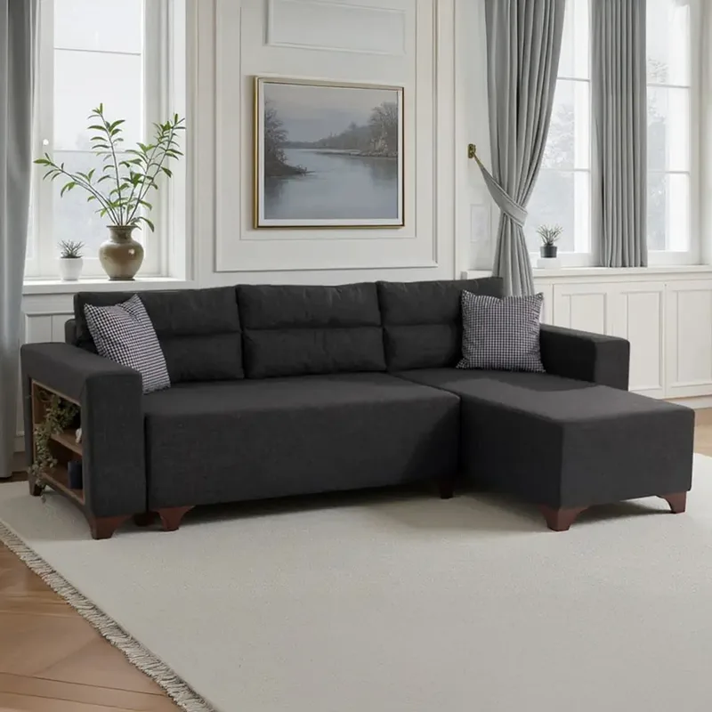 Γωνιακός Καναπές-Κρεβάτι Tloft Mini - Anthracite 752Est1368 (260x160x70x85)