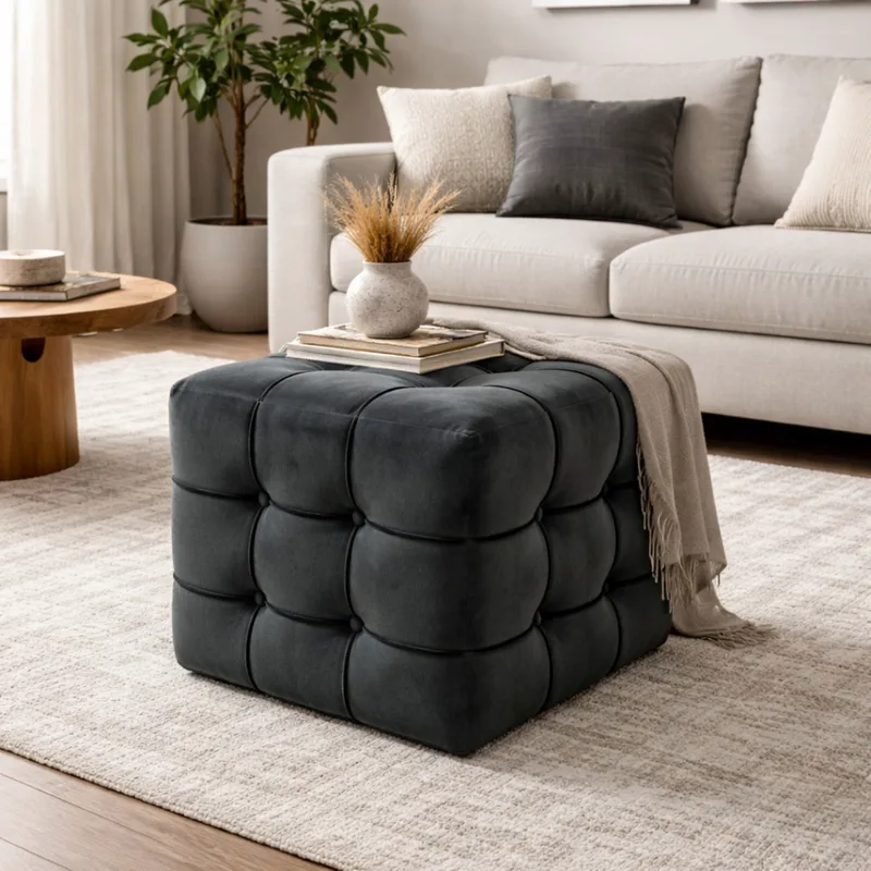 Πουφ Lizbon - Grey 606Ryl1107 (42x42x42)