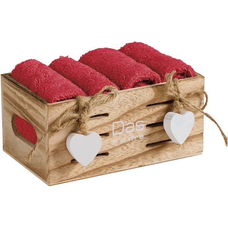 Λαβέτες Χεριών Σετ 4τμχ Das Home Soft 4009 Red 30x30