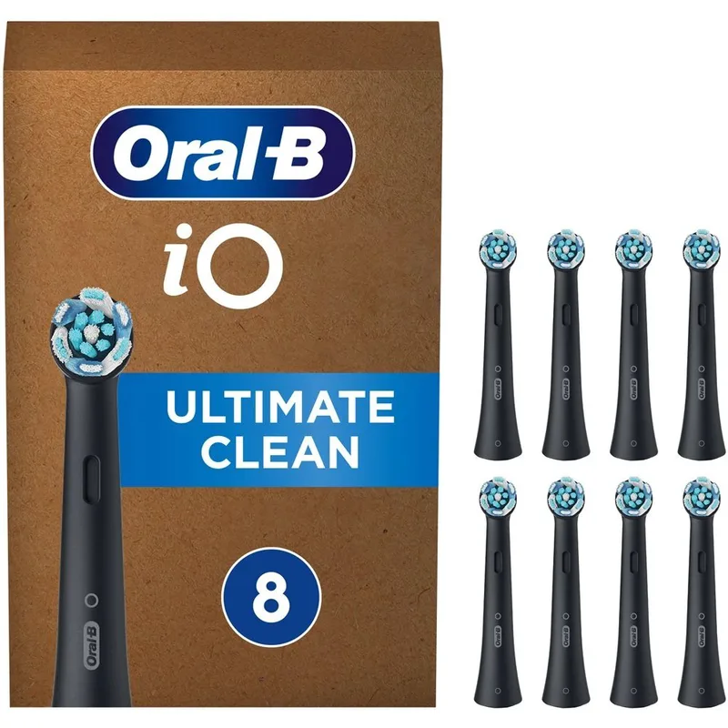 Oral-B iO Ultimate Clean Replacement Brush Heads Black Ανταλλακτικές Κεφαλές Βουρτσίσματος για Βαθύ & Επαγγελματικό Καθαρισμό των Δοντιών σε Μαύρο Χρώμα 8 Τεμάχια