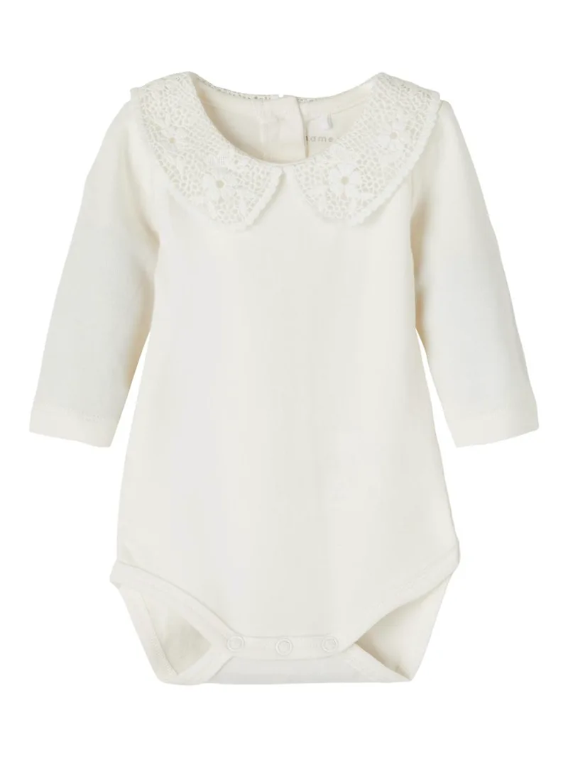 Φορμάκι με δαντέλα κορίτσι name it-13201240-White Alyssum-organic cotton