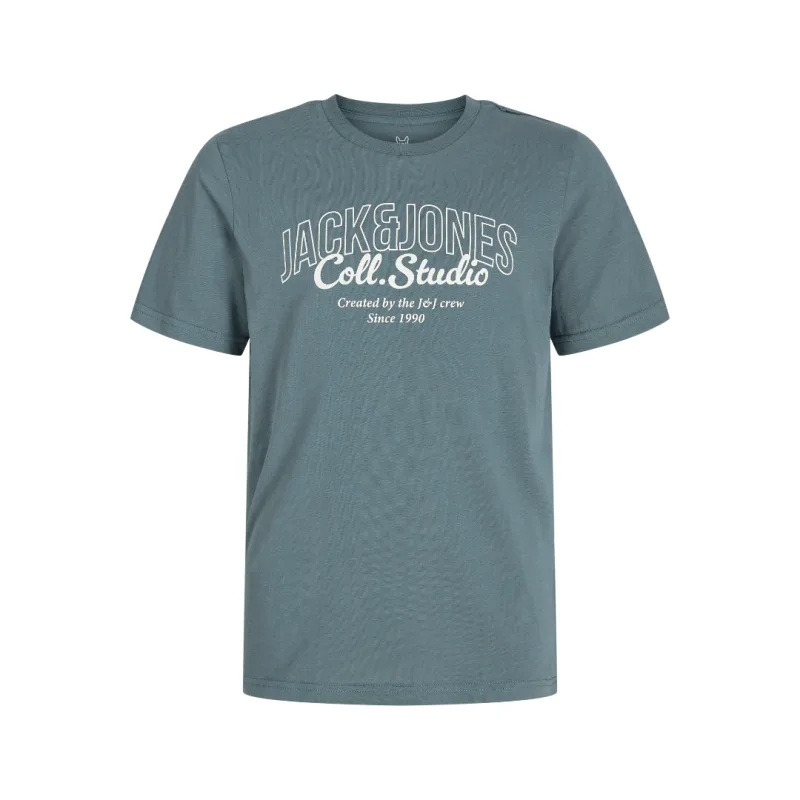 Jack & Jones "Makoto Tee"σε Plus fit γραμμή,με μεταξοτυπία - Marl Storm Grey