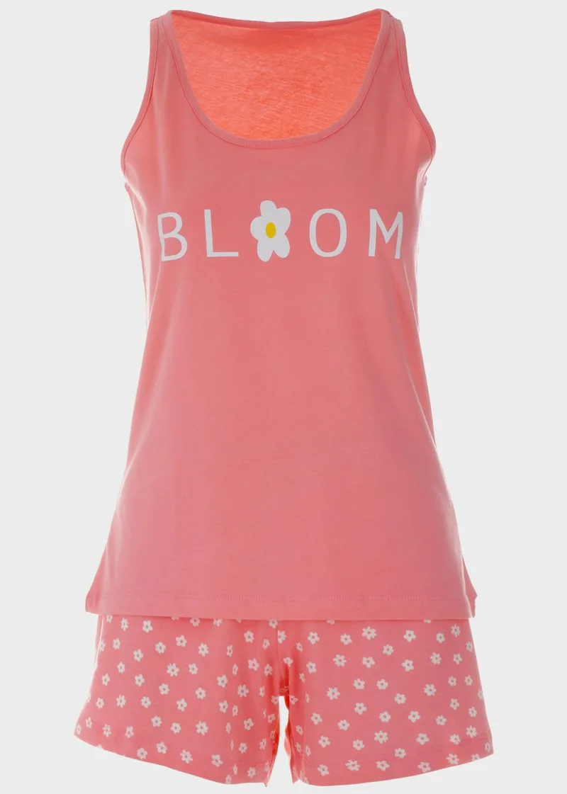 Γυναικείο baby doll φαρδιές τιράντες σόρτς all print floral λάστιχο στη μέση ΚΟΡΑΛΙ