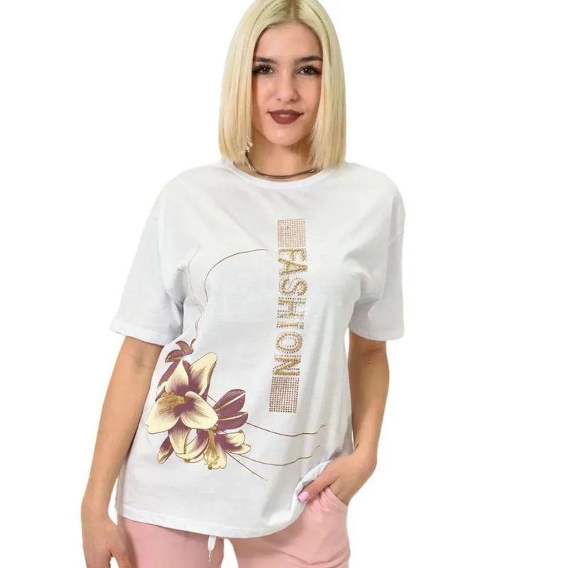 Γυναικείο T-shirt με σχέδιο FASHION Λευκό 23177