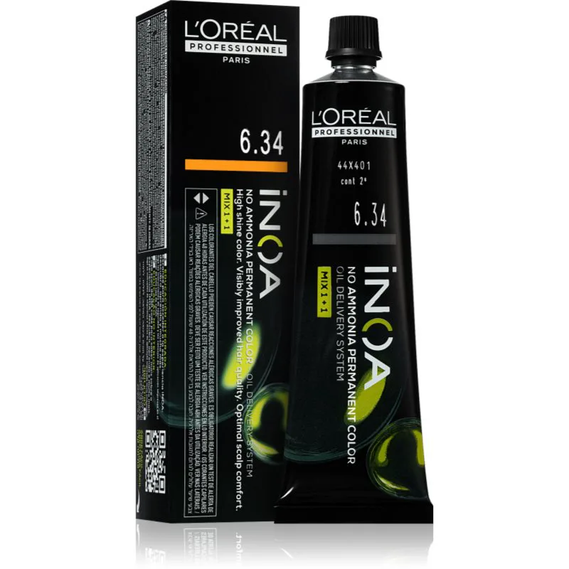 L’Oréal Professionnel Inoa μόνιμη βαφή μαλλιών χωρίς αμμωνία απόχρωση 6.34 60 ml
