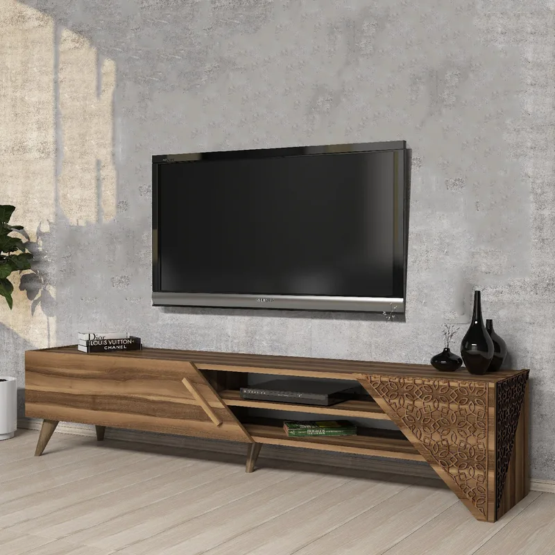 Βάση Τηλεόρασης Beril 2 - Walnut 845Hct5499 (180x37x40)