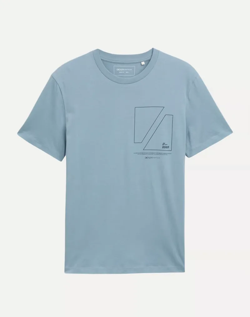TOM TAILOR PRINTED T-SHIRT ΜΠΛΟΥΖΑ ΑΝΔΡΙΚΟ 1043491-30118 Ciel